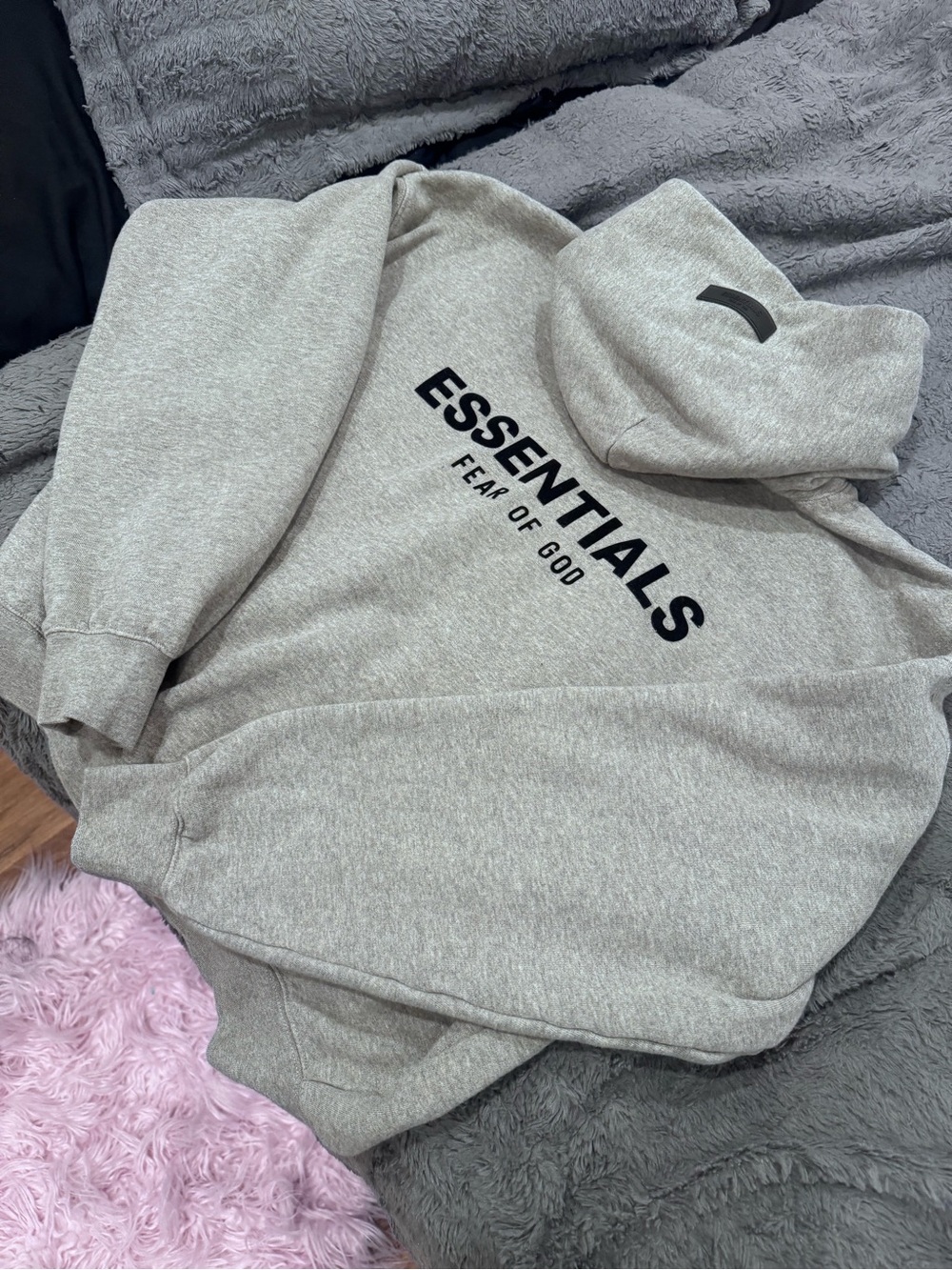 Fear of God Essentials Light Grey Logo Pullover Hoodie